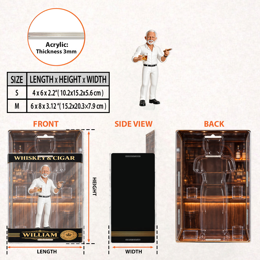 Whiskey And Cigar - Personalized Whisky Acrylic Display Box