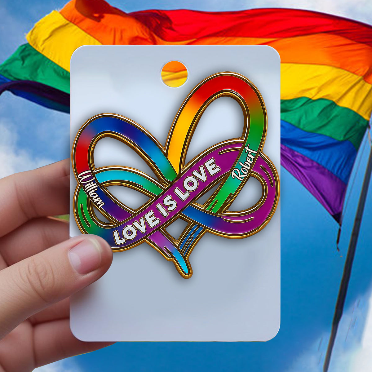 Infinity Heart Rainbow Love Is Love - Personalisierter LGBT-Unterstützungs-Pin