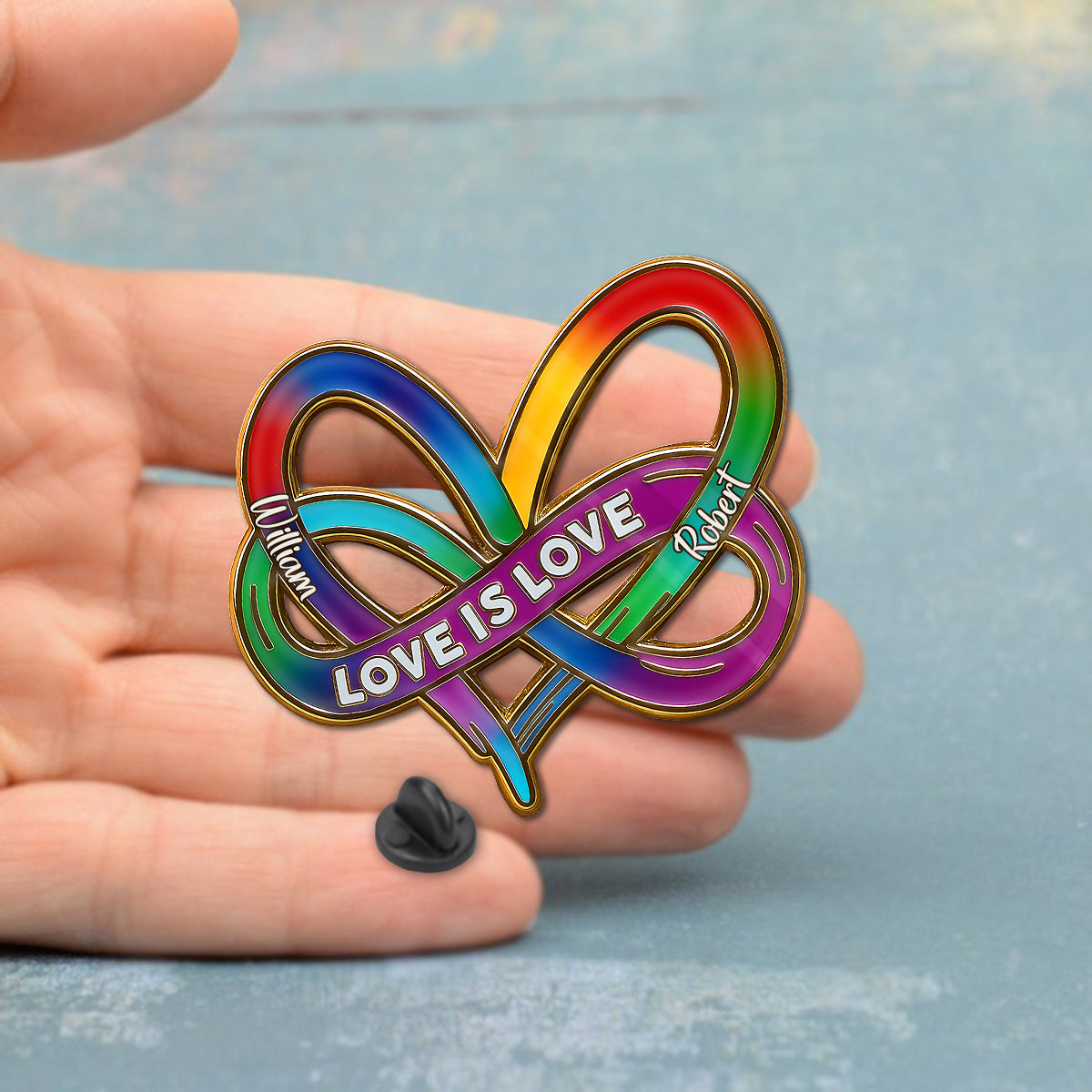 Infinity Heart Rainbow Love Is Love - Personalisierter LGBT-Unterstützungs-Pin