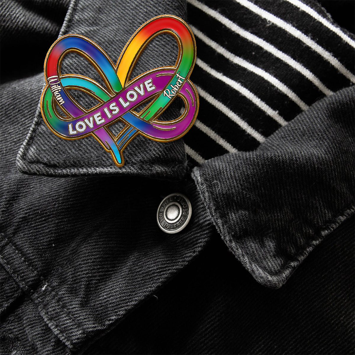 Infinity Heart Rainbow Love Is Love - Personalisierter LGBT-Unterstützungs-Pin