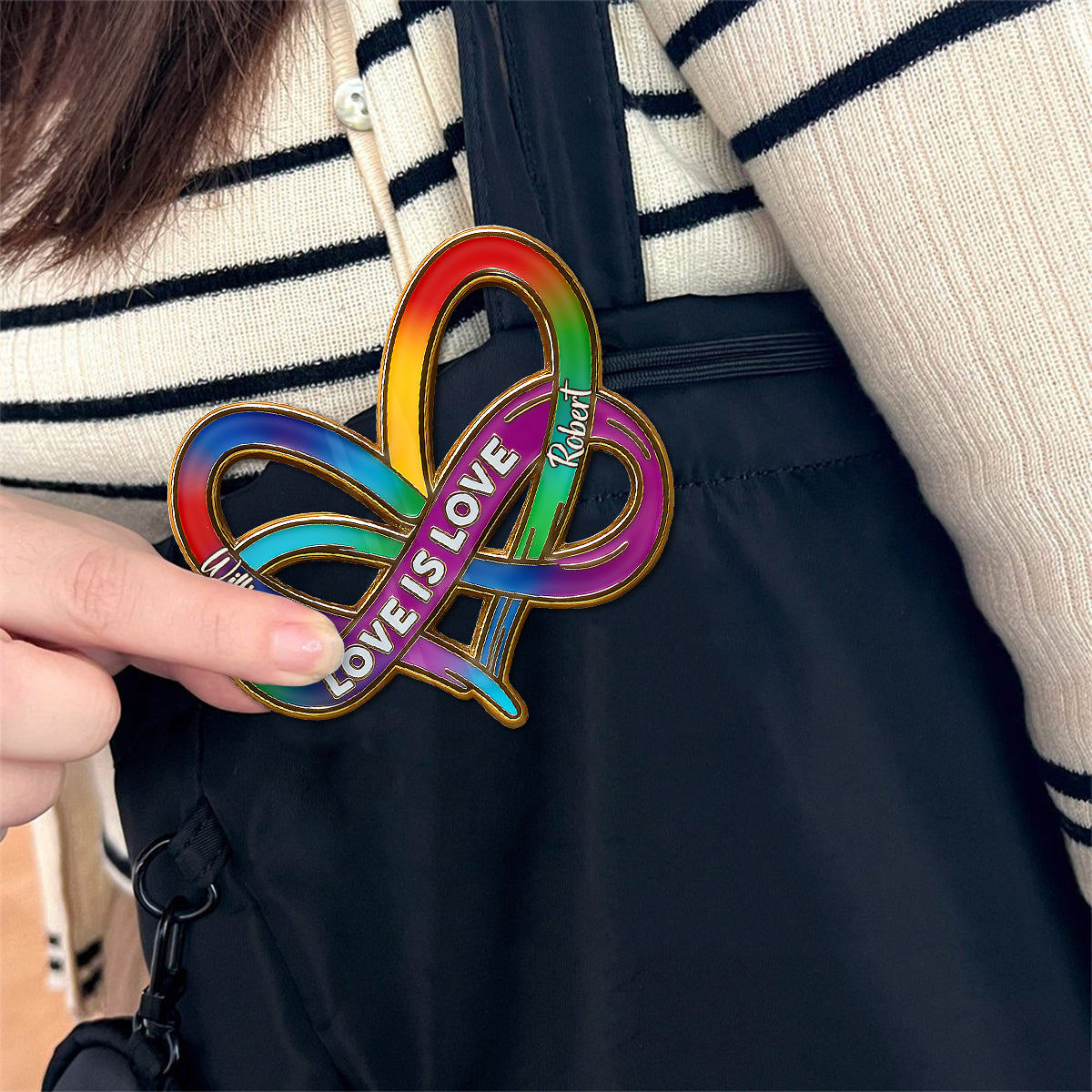 Infinity Heart Rainbow Love Is Love - Personalisierter LGBT-Unterstützungs-Pin