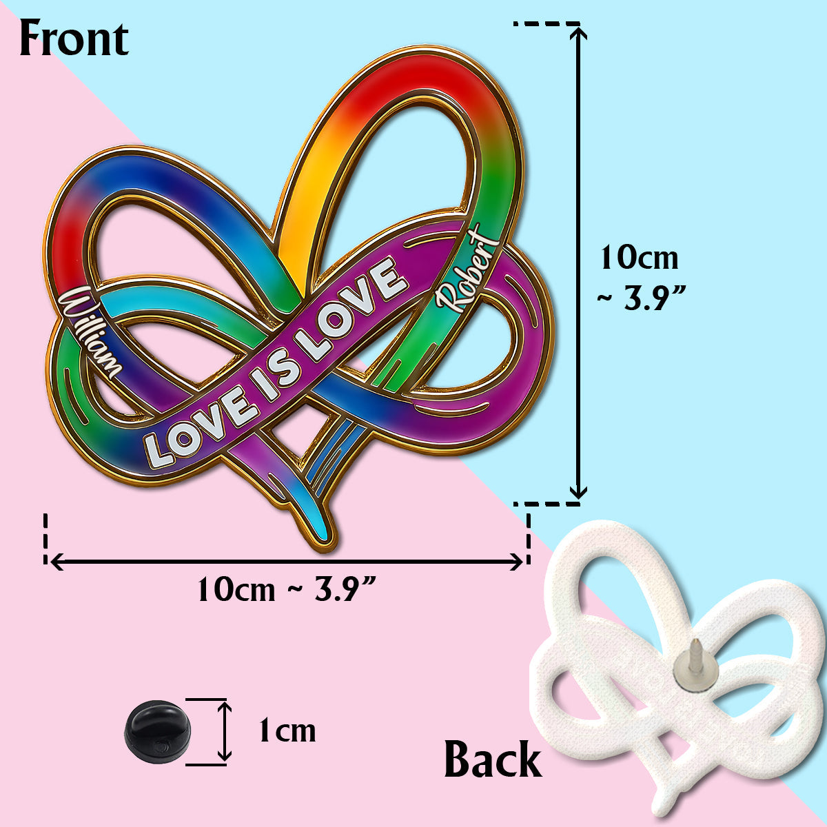 Infinity Heart Rainbow Love Is Love - Personalisierter LGBT-Unterstützungs-Pin