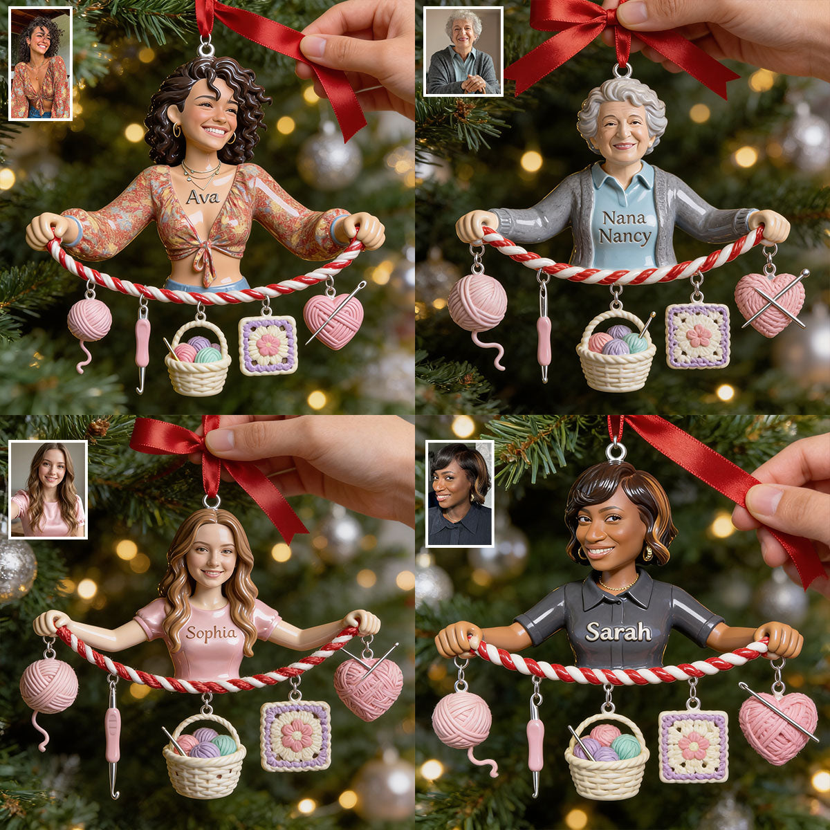 Liebe Häkelarbeit - Personalisierbarer Häkelornament mit Charm