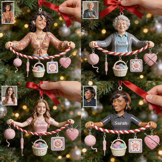 Liebe Häkelarbeit - Personalisierbarer Häkelornament mit Charm