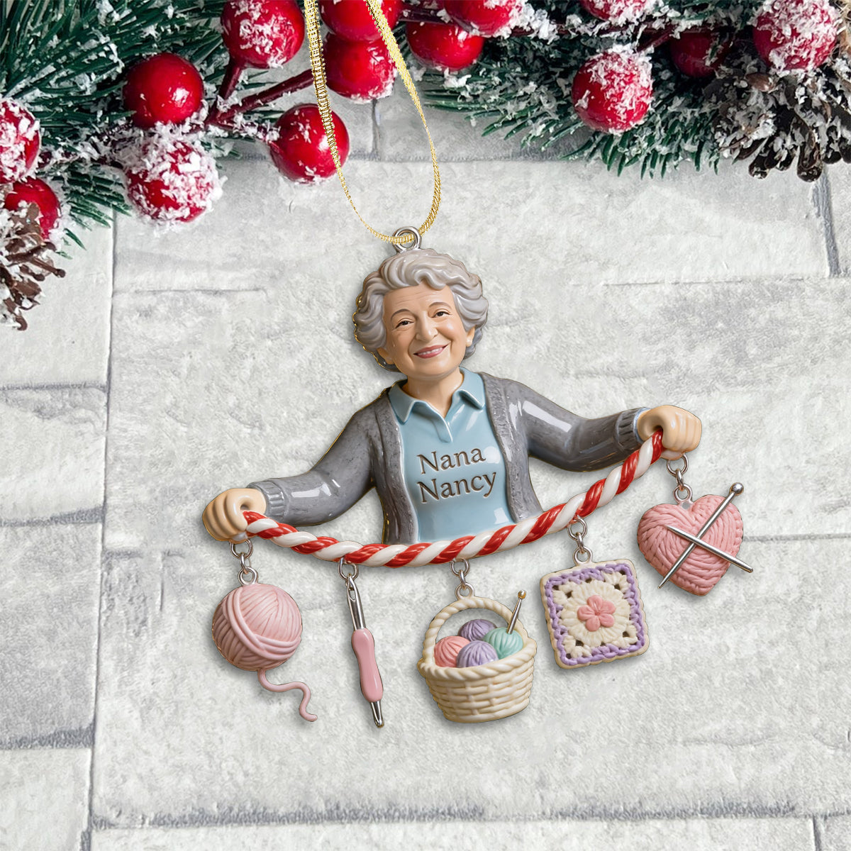 Liebe Häkelarbeit - Personalisierbarer Häkelornament mit Charm