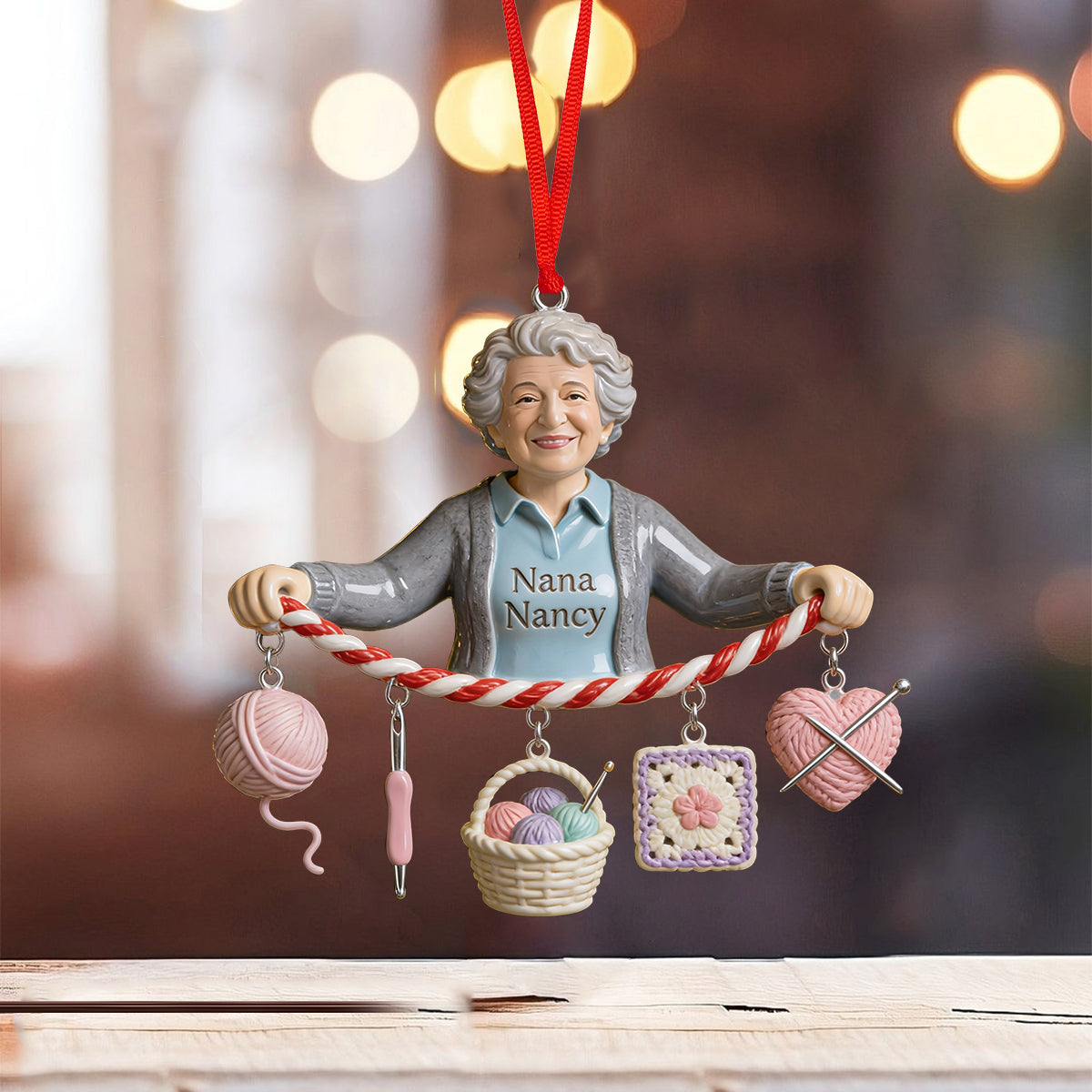 Liebe Häkelarbeit - Personalisierbarer Häkelornament mit Charm