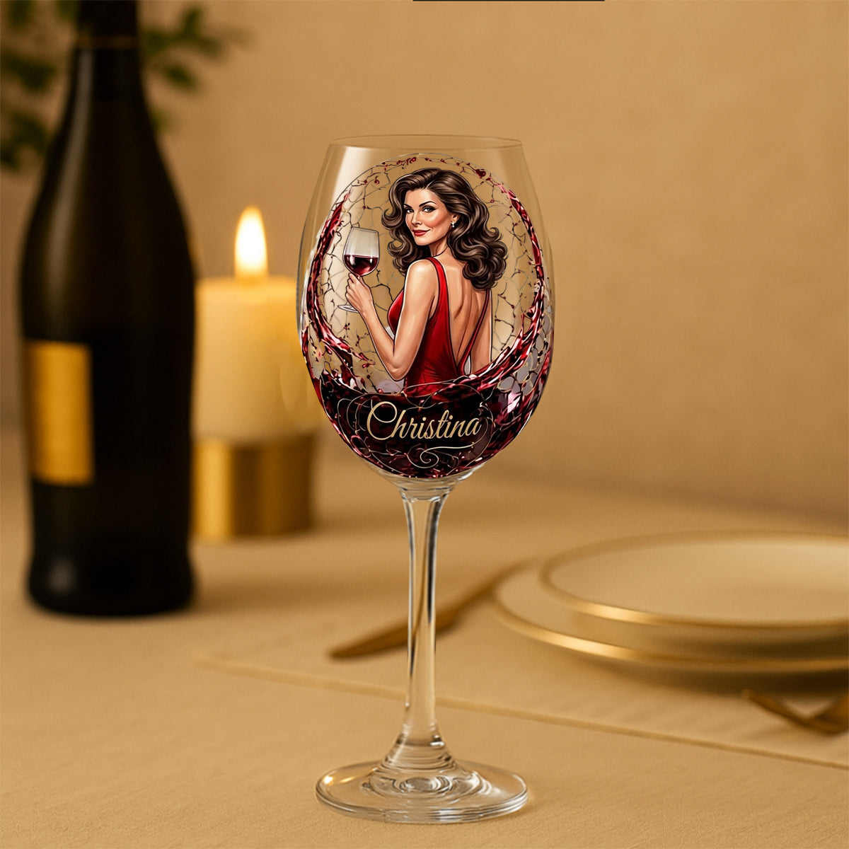 Wein Geschenk für Sie - Personalisierte Weinglas mit langem Stiel und Box