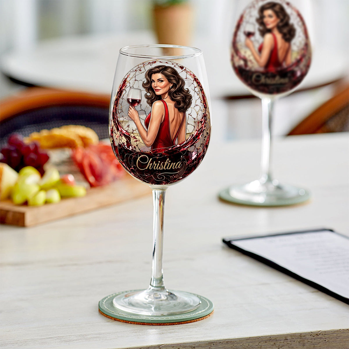 Wein Geschenk für Sie - Personalisierte Weinglas mit langem Stiel und Box
