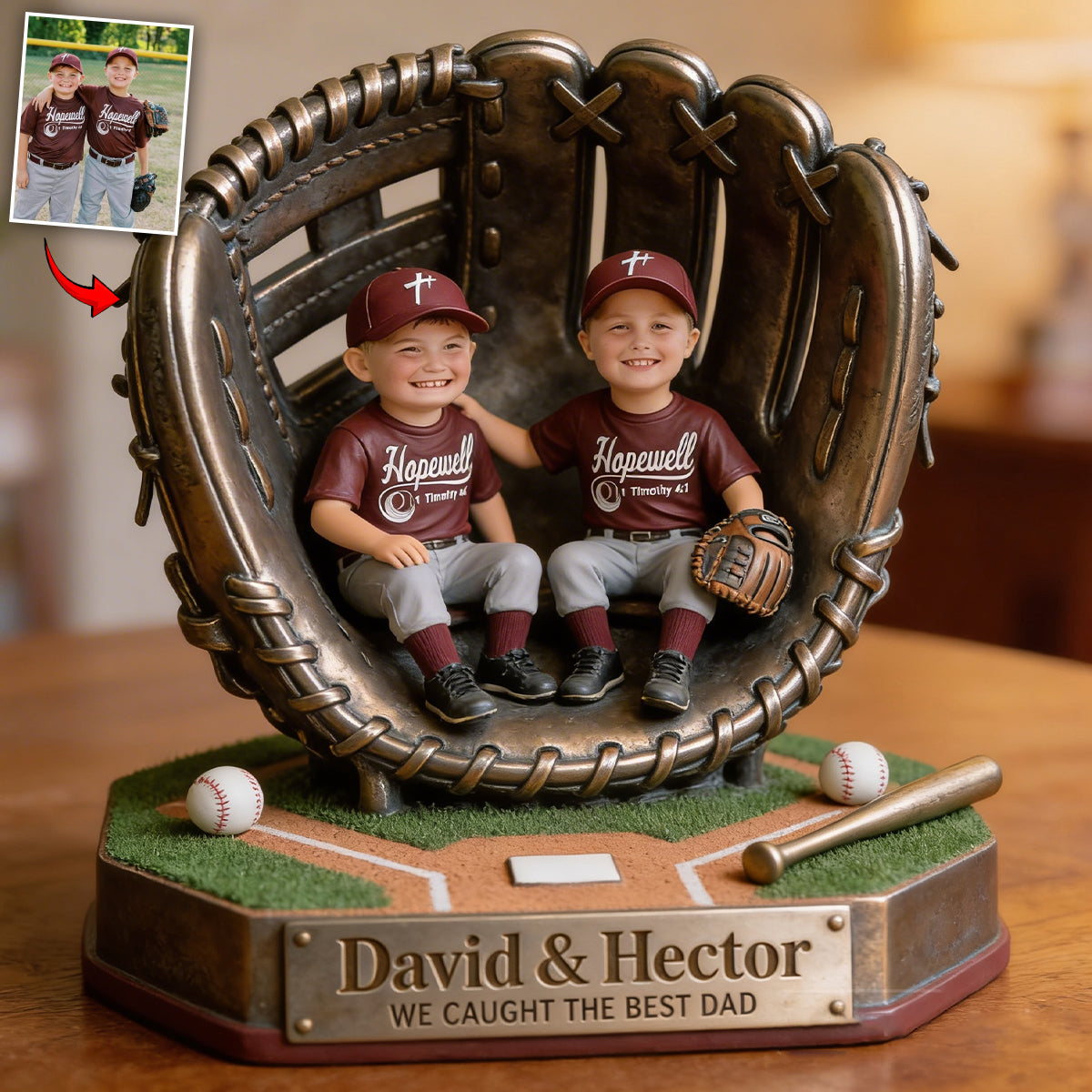 Personalisierte Foto-Plakette für den besten Papa/Opa - Individuelle Baseball-Acrylplakette