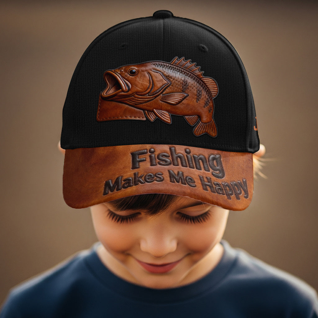 Angeln macht mich glücklich – Personalisierte Angel-Klassiker-Kappe