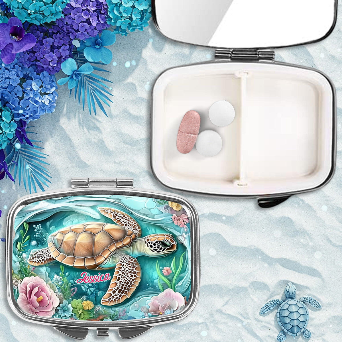 Personalisierter Pillenorganizer für Schildkrötenliebhaber