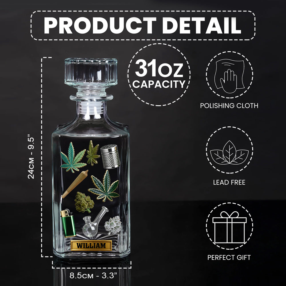 Green Magic Leaves - Personalized Weed Whiskey Glass