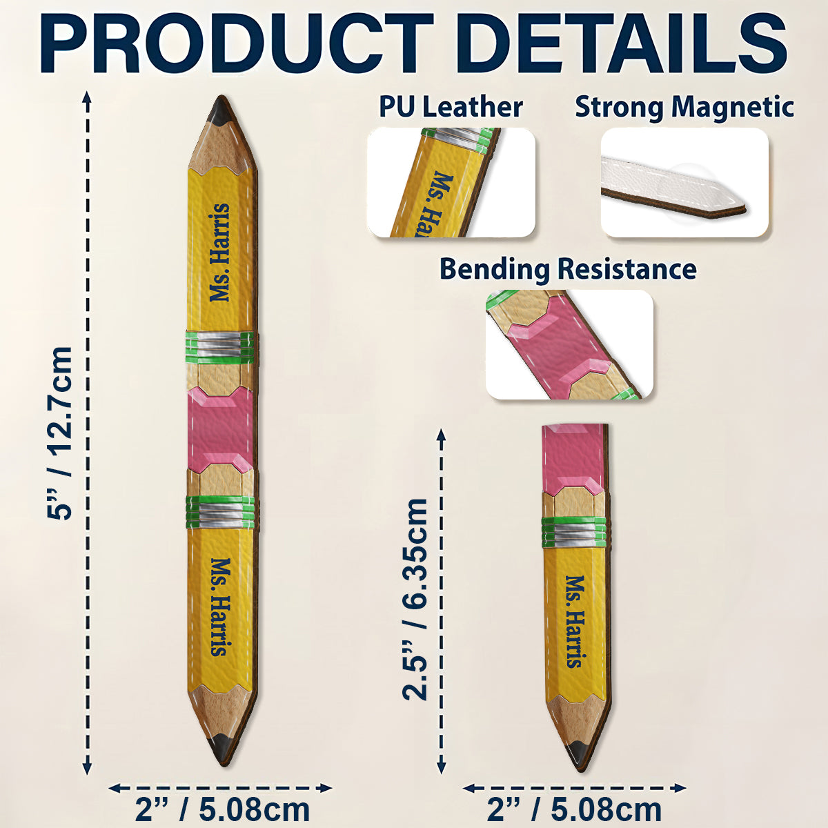 Pencil-Shaped Teacher Gift - Personalized Teacher Shaped Magnetic Bookmark