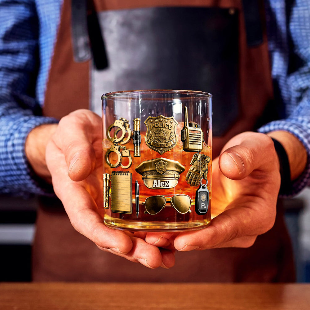 Polizeibeamter – Personalisiertes Whiskeyglas mit Polizeimotiv