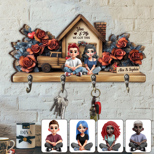 You & Me - Personalized Couple Custom Shaped Key Rack