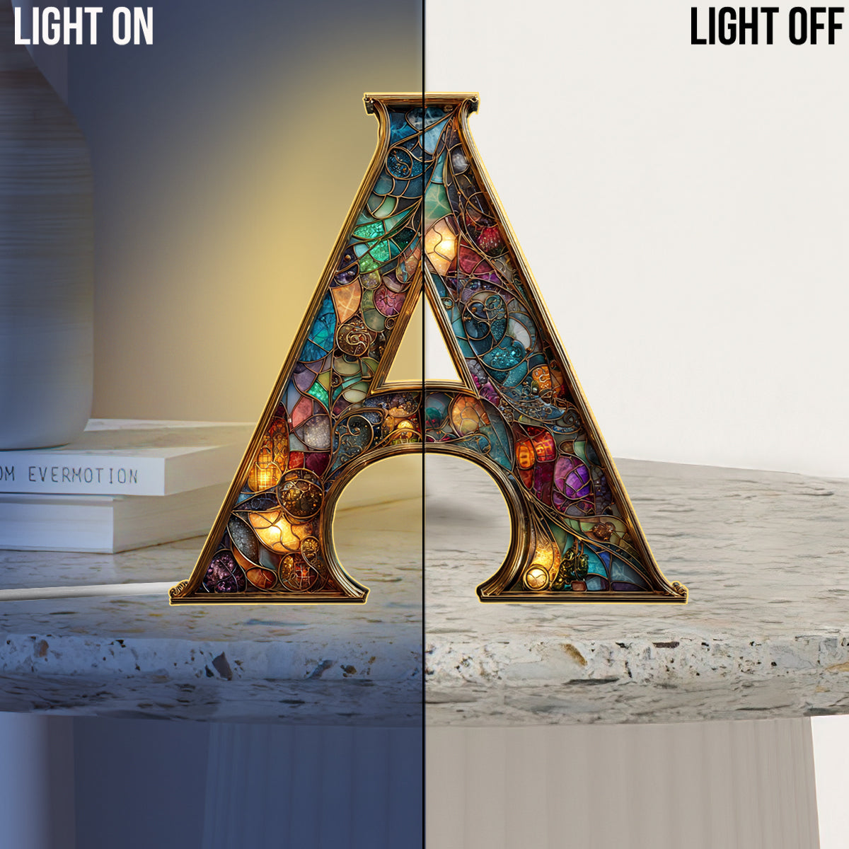 Bunte Initialen - Personalisierte Acryl-LED-Nachtleuchte für die Familie – Personalisierte Familienleuchte