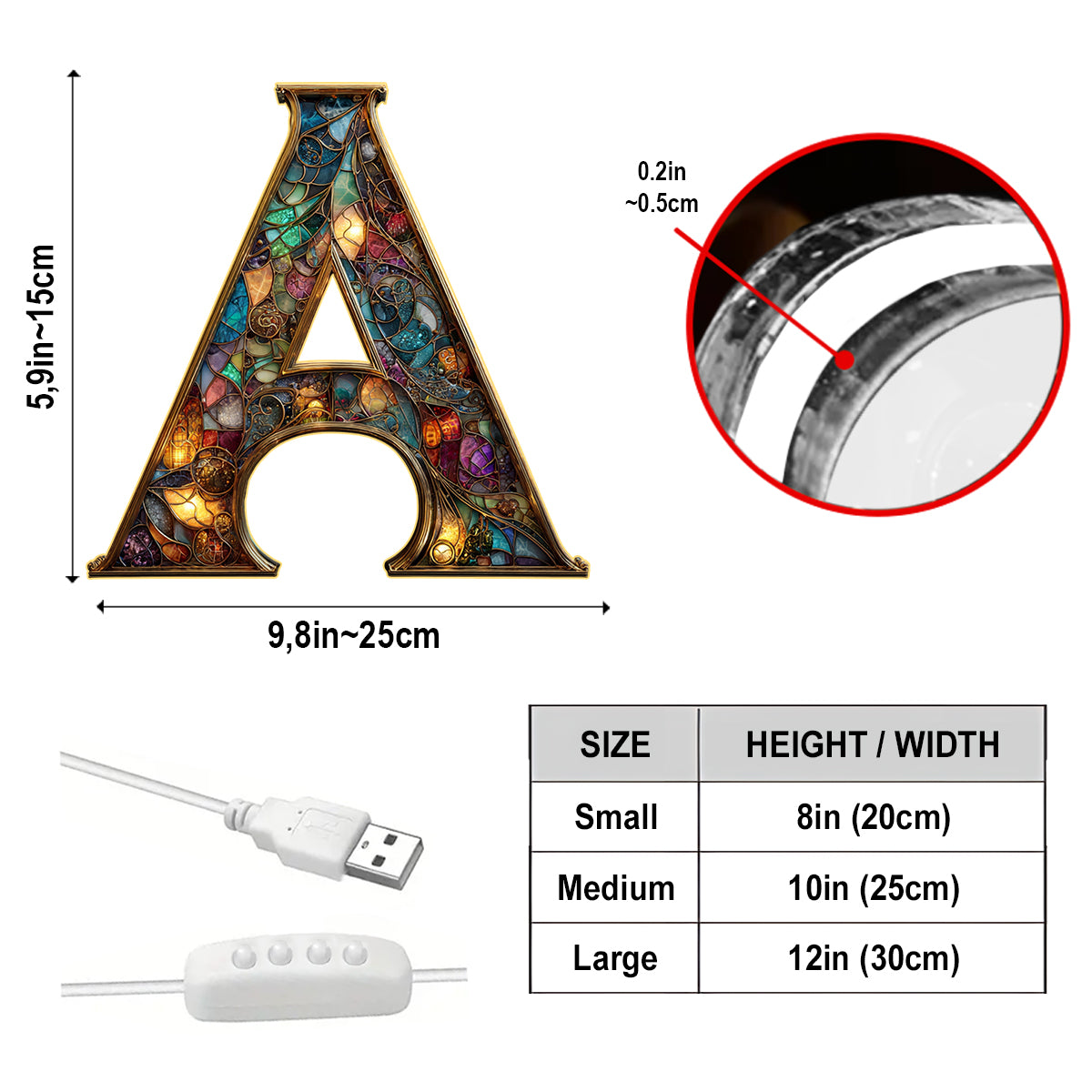 Bunte Initialen - Personalisierte Acryl-LED-Nachtleuchte für die Familie – Personalisierte Familienleuchte