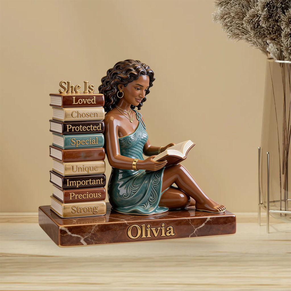 Sie wird geliebt und auserwählt – personalisierte, individuell geformte Acrylplakette für Afroamerikanerinnen