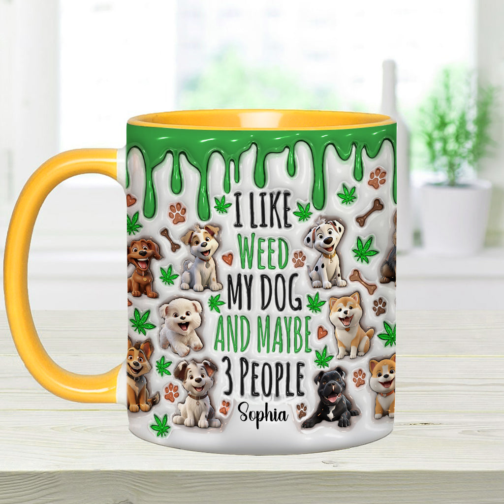Ich mag Hunde und Gras – personalisierte Tasse mit Gras-Akzent