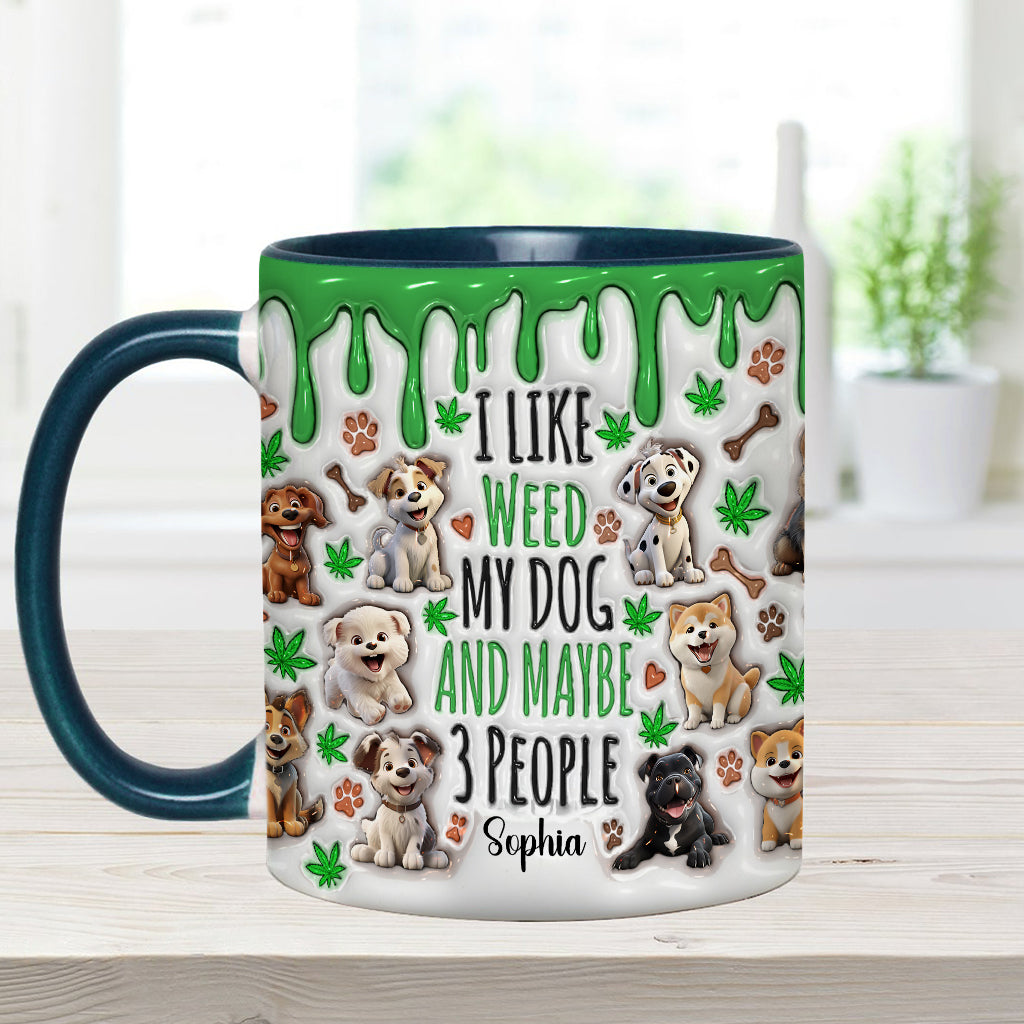 Ich mag Hunde und Gras – personalisierte Tasse mit Gras-Akzent