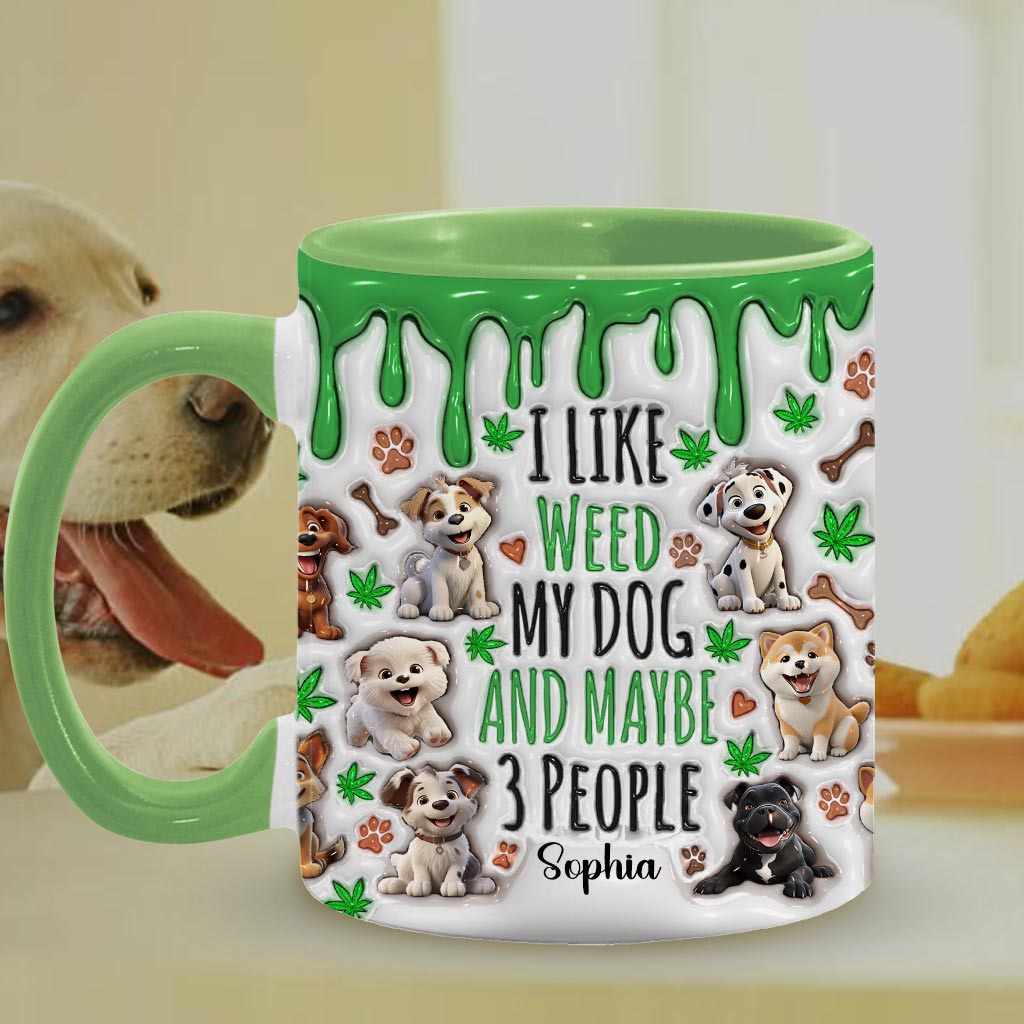 Ich mag Hunde und Gras – personalisierte Tasse mit Gras-Akzent