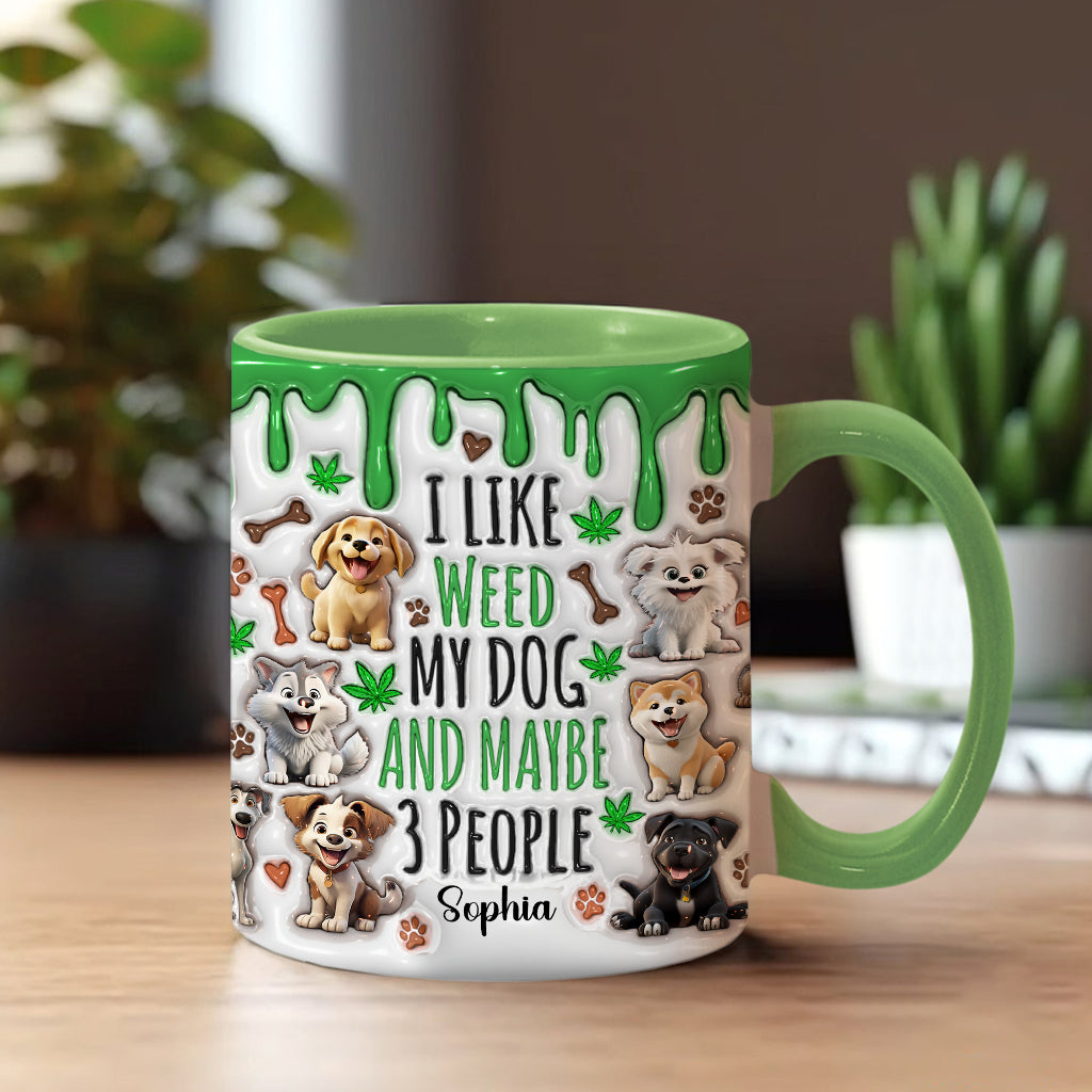 Ich mag Hunde und Gras – personalisierte Tasse mit Gras-Akzent