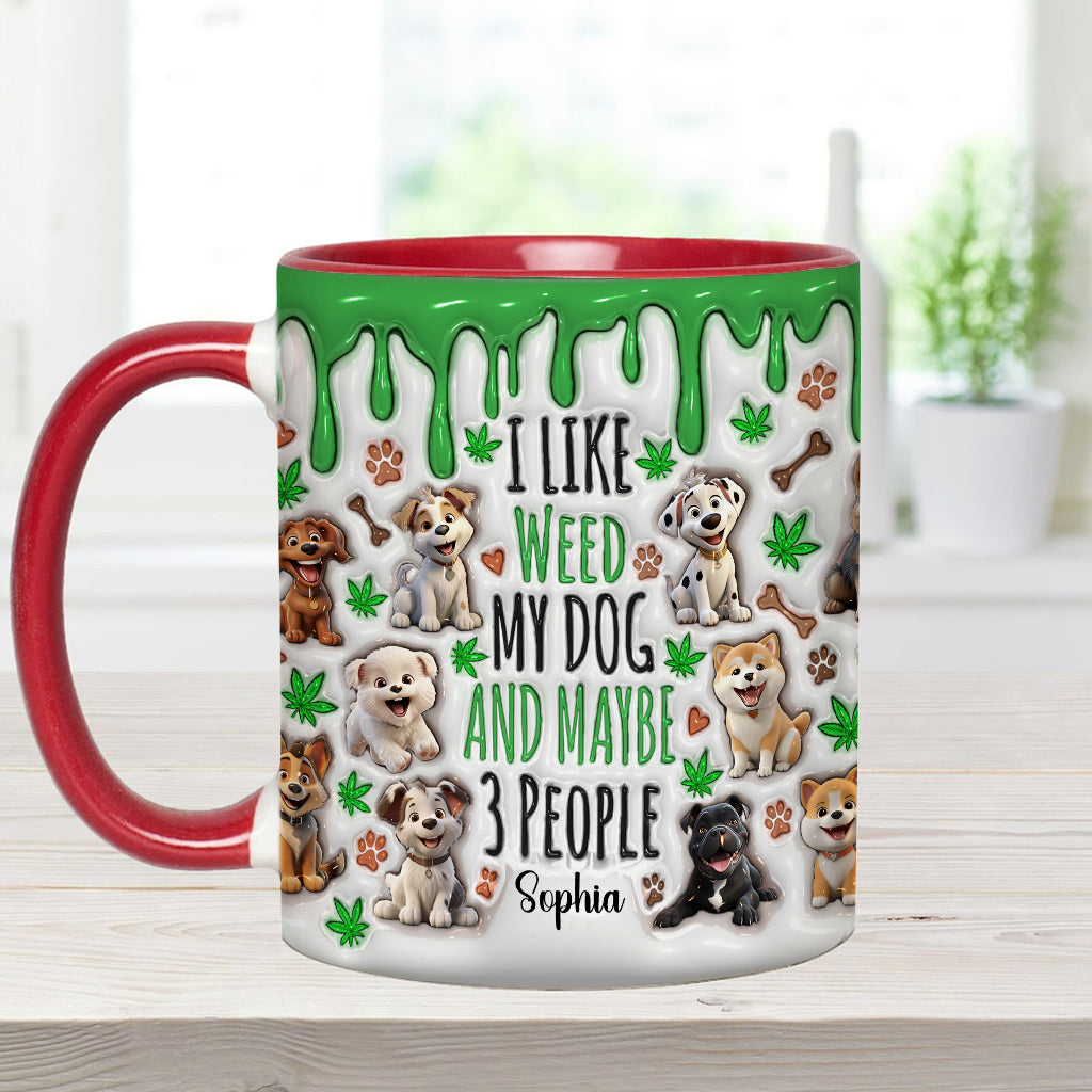 Ich mag Hunde und Gras – personalisierte Tasse mit Gras-Akzent