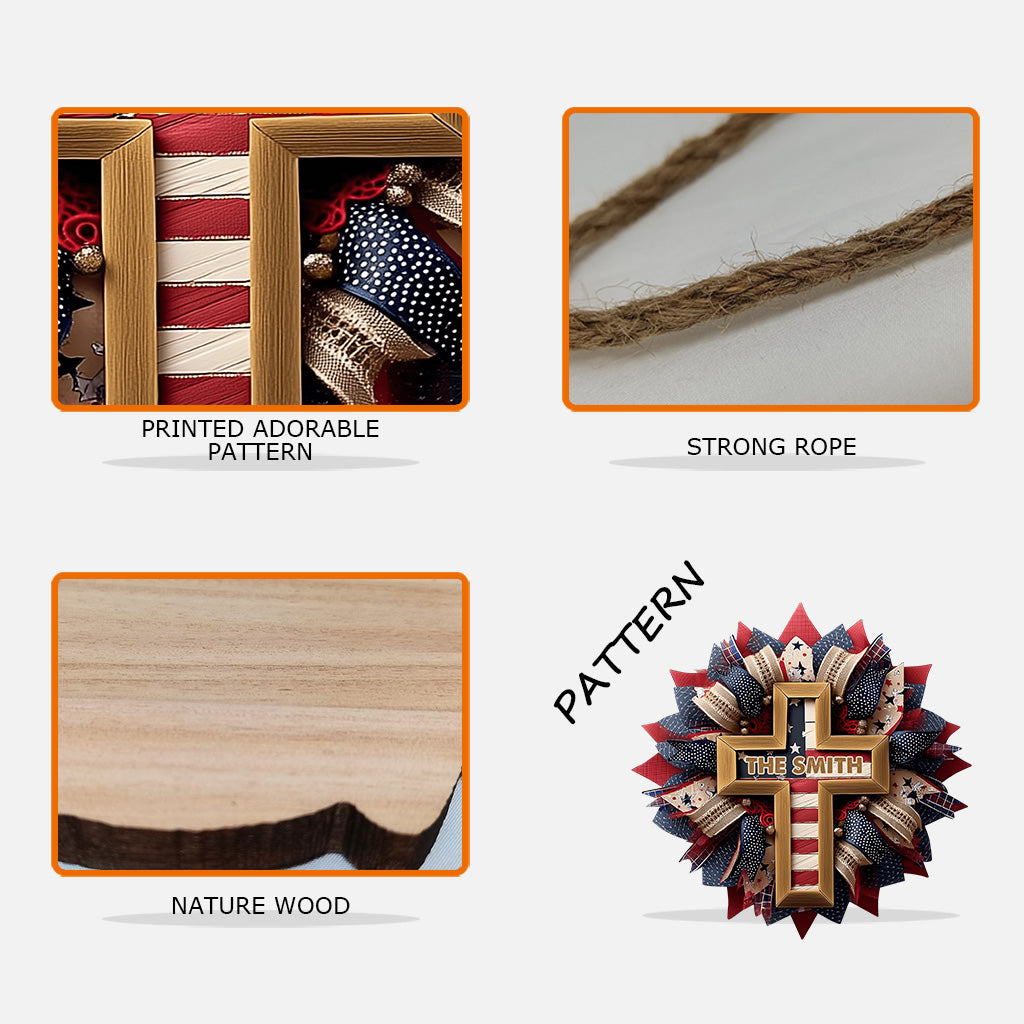 Gott segne die Amerikaner – personalisiertes christliches Holzschild in individueller Form