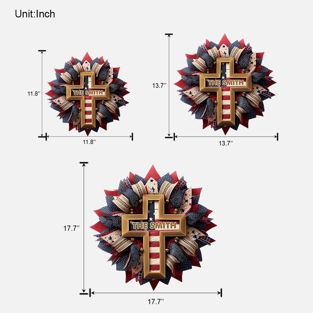 Gott segne die Amerikaner – personalisiertes christliches Holzschild in individueller Form