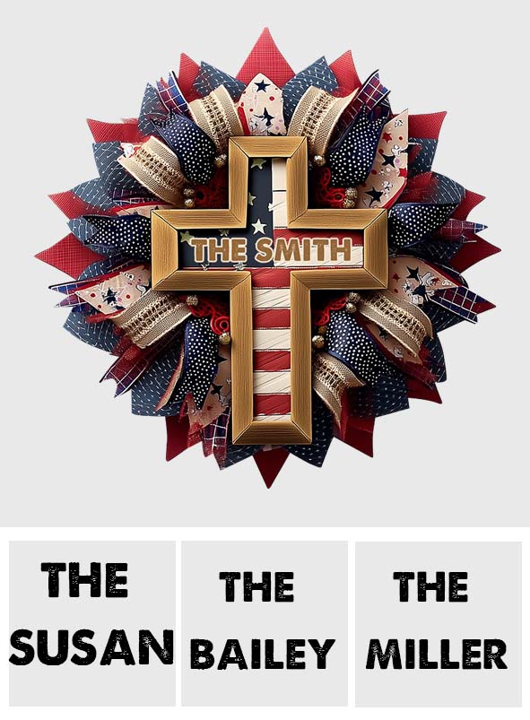 Gott segne die Amerikaner – personalisiertes christliches Holzschild in individueller Form