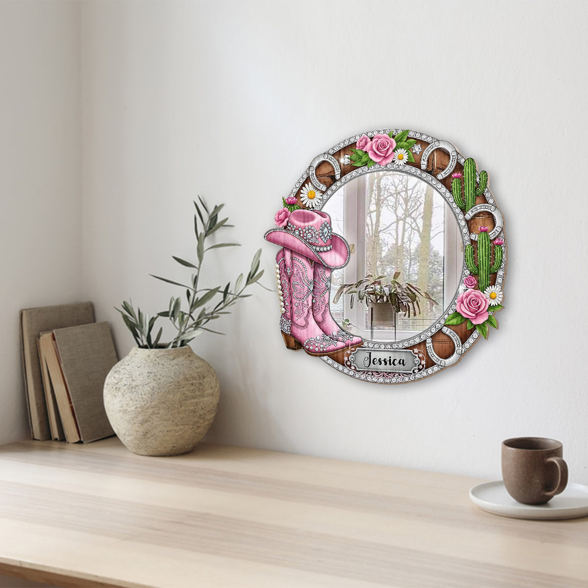 Cowgirl-Stiefel – Personalisierter Cowgirl-Wandspiegel