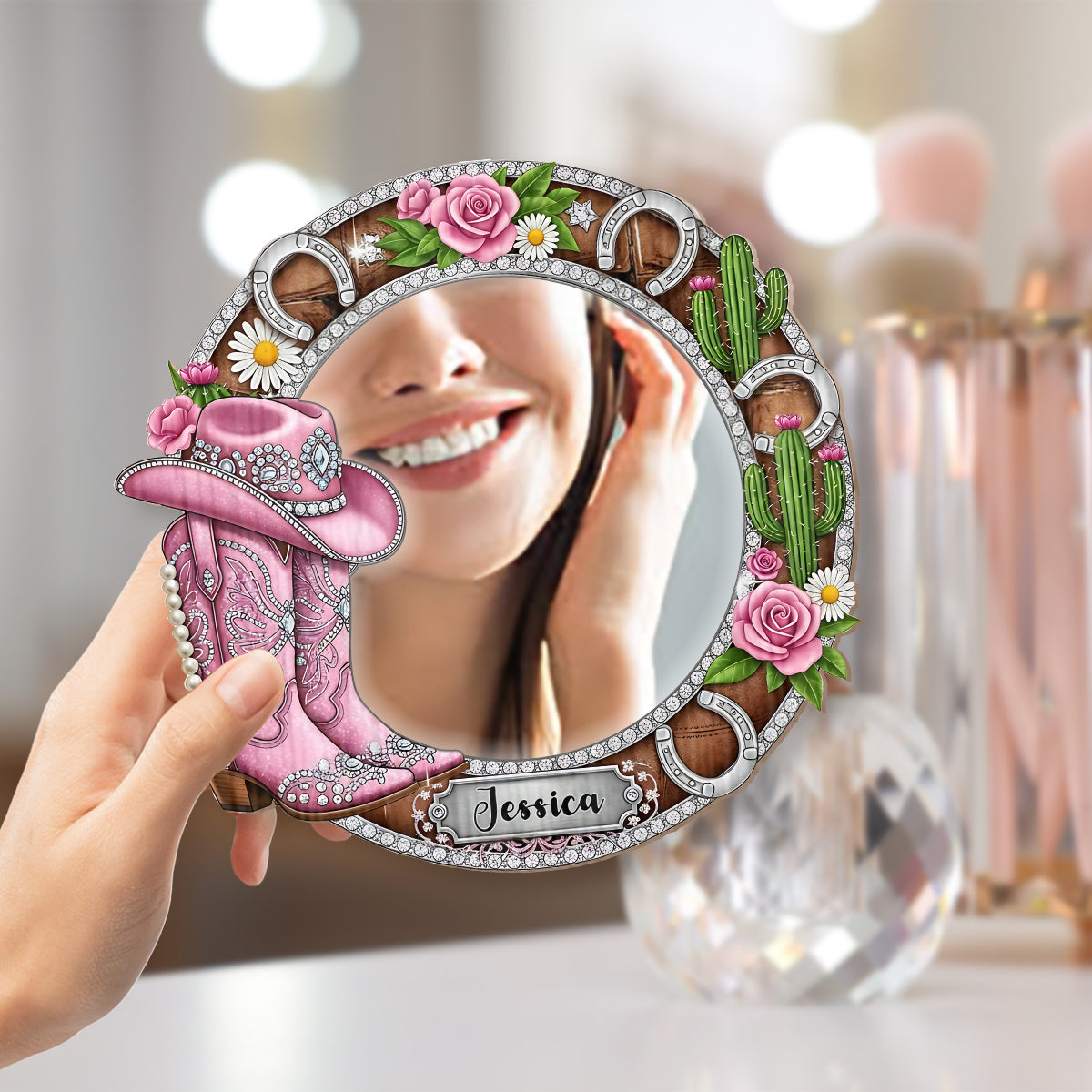 Cowgirl-Stiefel – Personalisierter Cowgirl-Wandspiegel