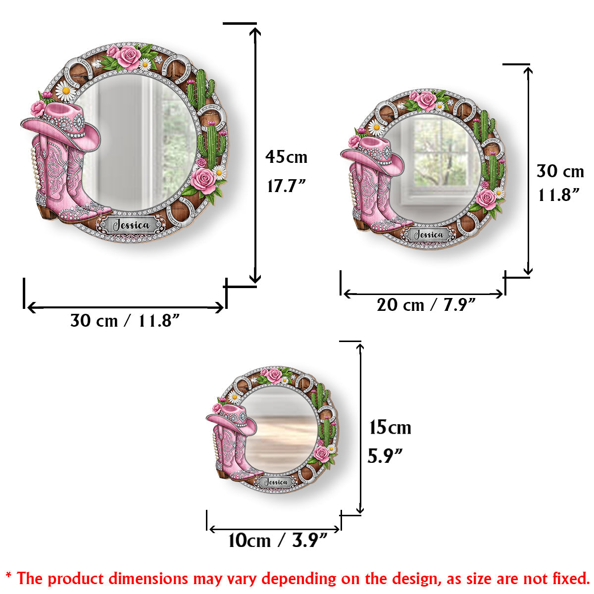 Cowgirl-Stiefel – Personalisierter Cowgirl-Wandspiegel