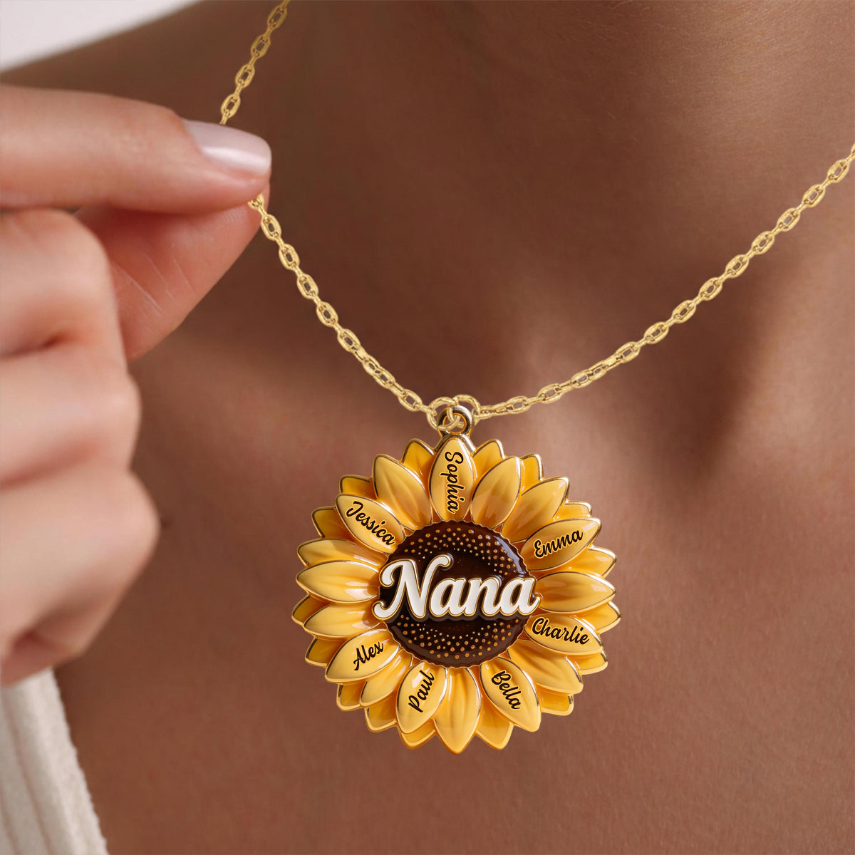 Perfect Gift For Grandmas - Personalized Grandma Shaped Metal Pendant Necklace