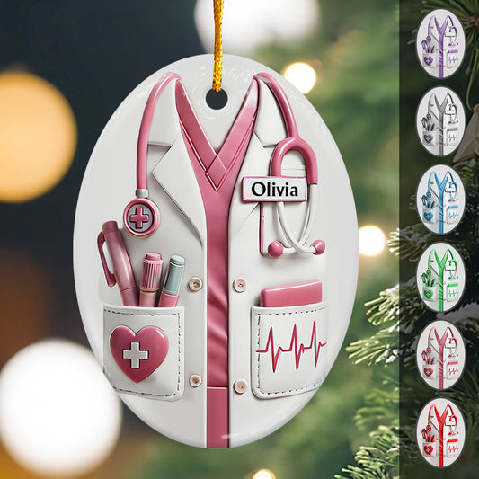Weihnachtsgeschenk für medizinisches Personal/Ärzte/Krankenschwestern... - Personalisierte ovale Keramikfigur für Krankenschwestern