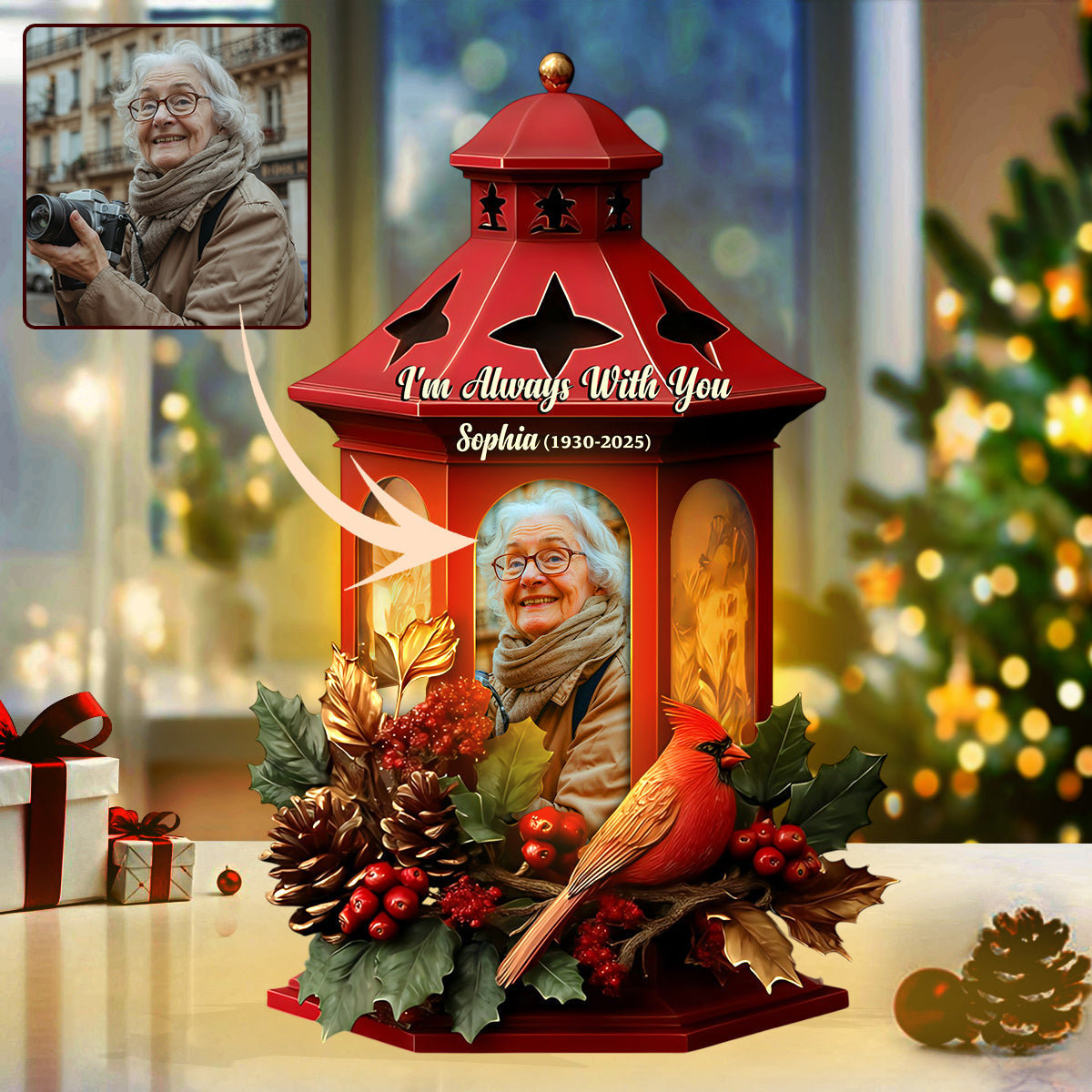 Ich bin immer bei dir – Personalisierte Gedenk-LED-Nachtleuchte aus Acryl