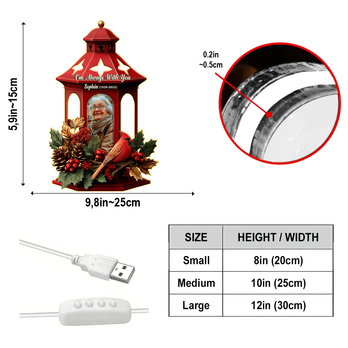 Ich bin immer bei dir – Personalisierte Gedenk-LED-Nachtleuchte aus Acryl