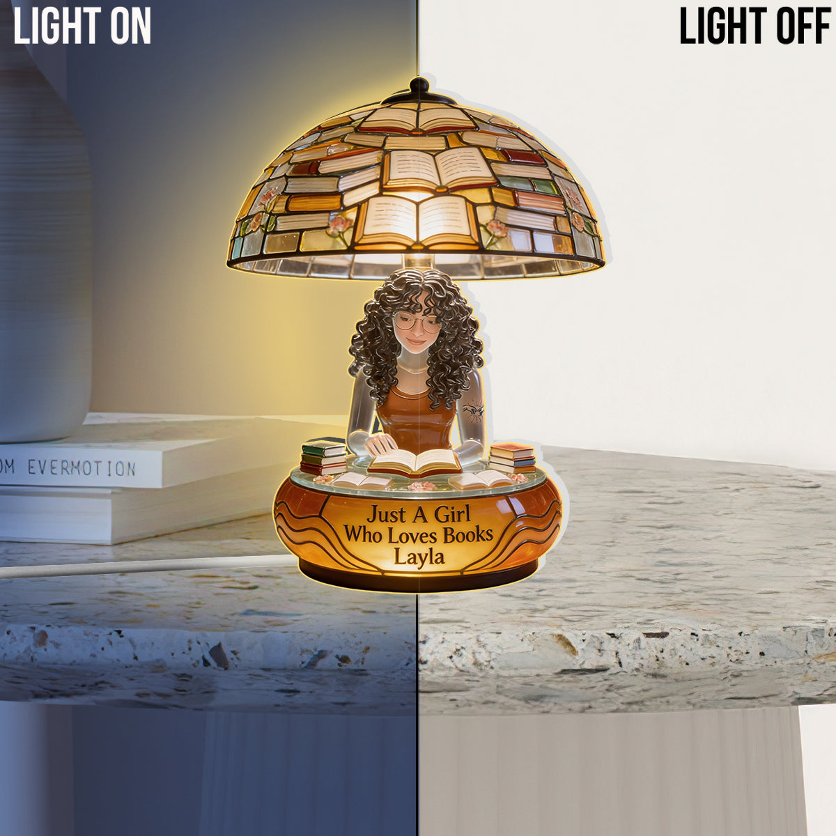 Just A Girl Who Loves Books - Personalized Book Acrylic LED Night Light