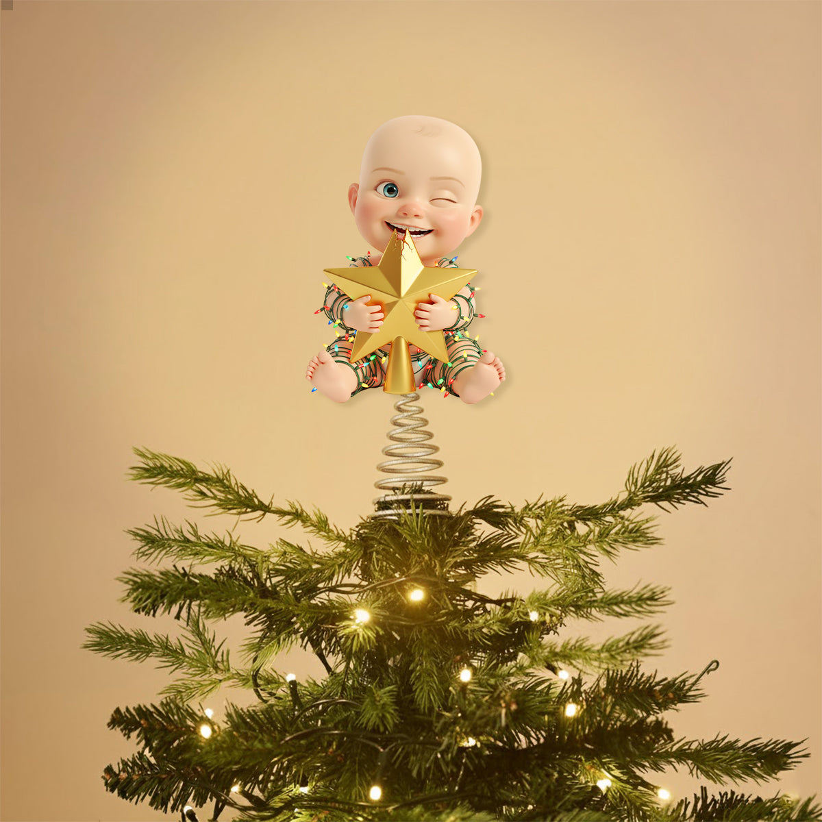 Naughty Kids - Personalisierte LED-Lichterbaumspitze für Kinder