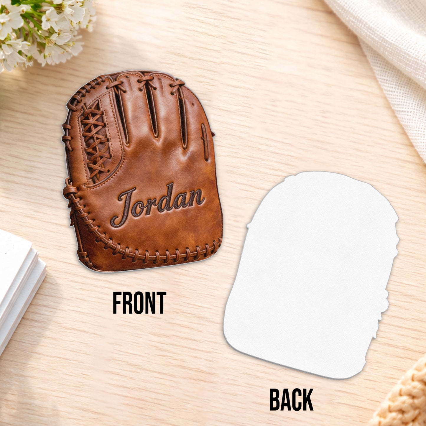 Leder Baseballhandschuh - Personalisierter Rucksack mit wechselbarem Lederpatch