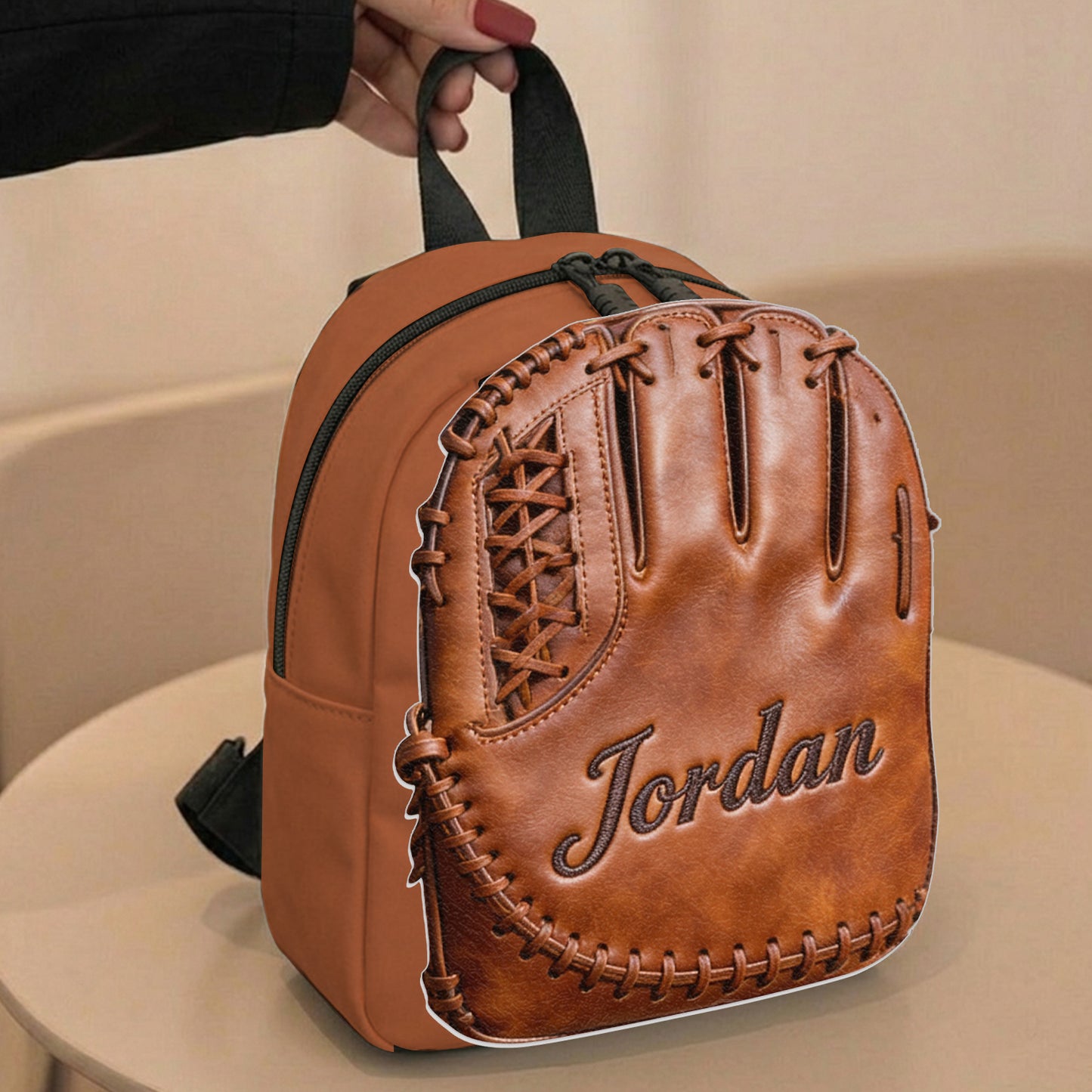 Leder Baseballhandschuh - Personalisierter Rucksack mit wechselbarem Lederpatch