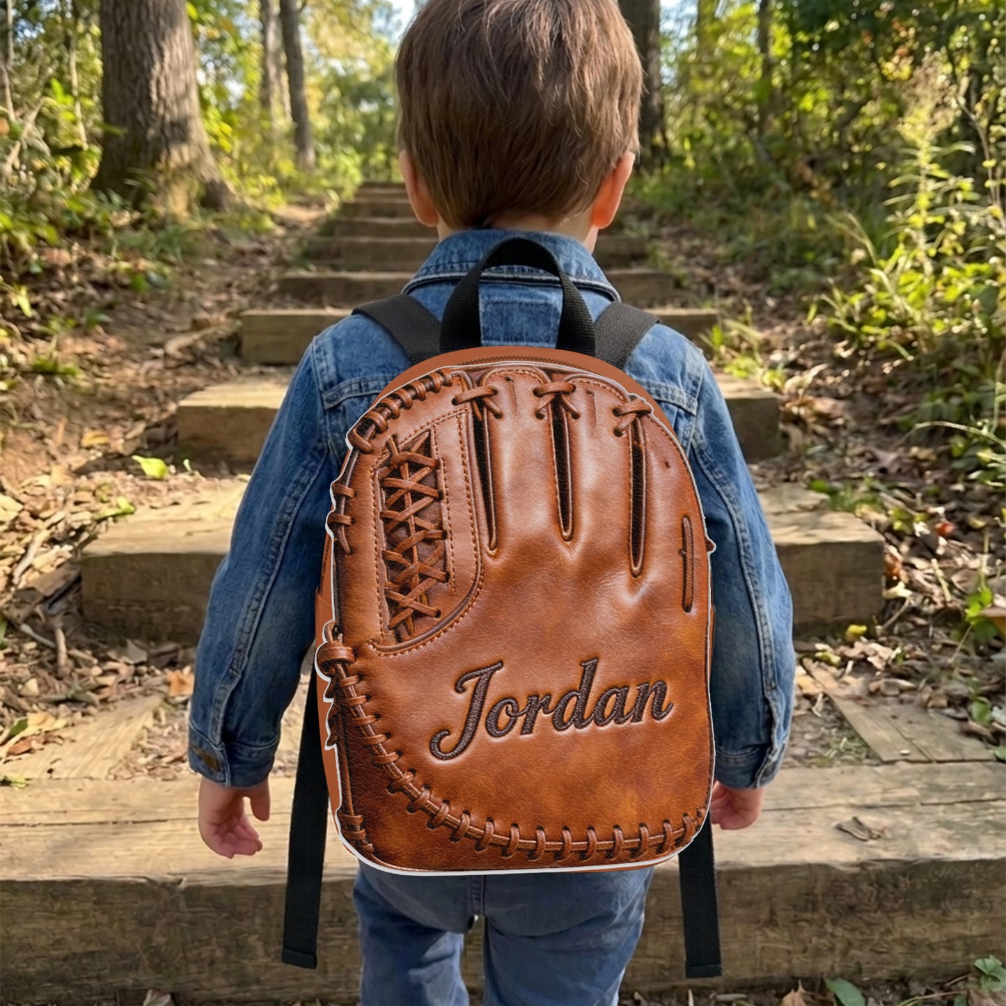 Leder Baseballhandschuh - Personalisierter Rucksack mit wechselbarem Lederpatch