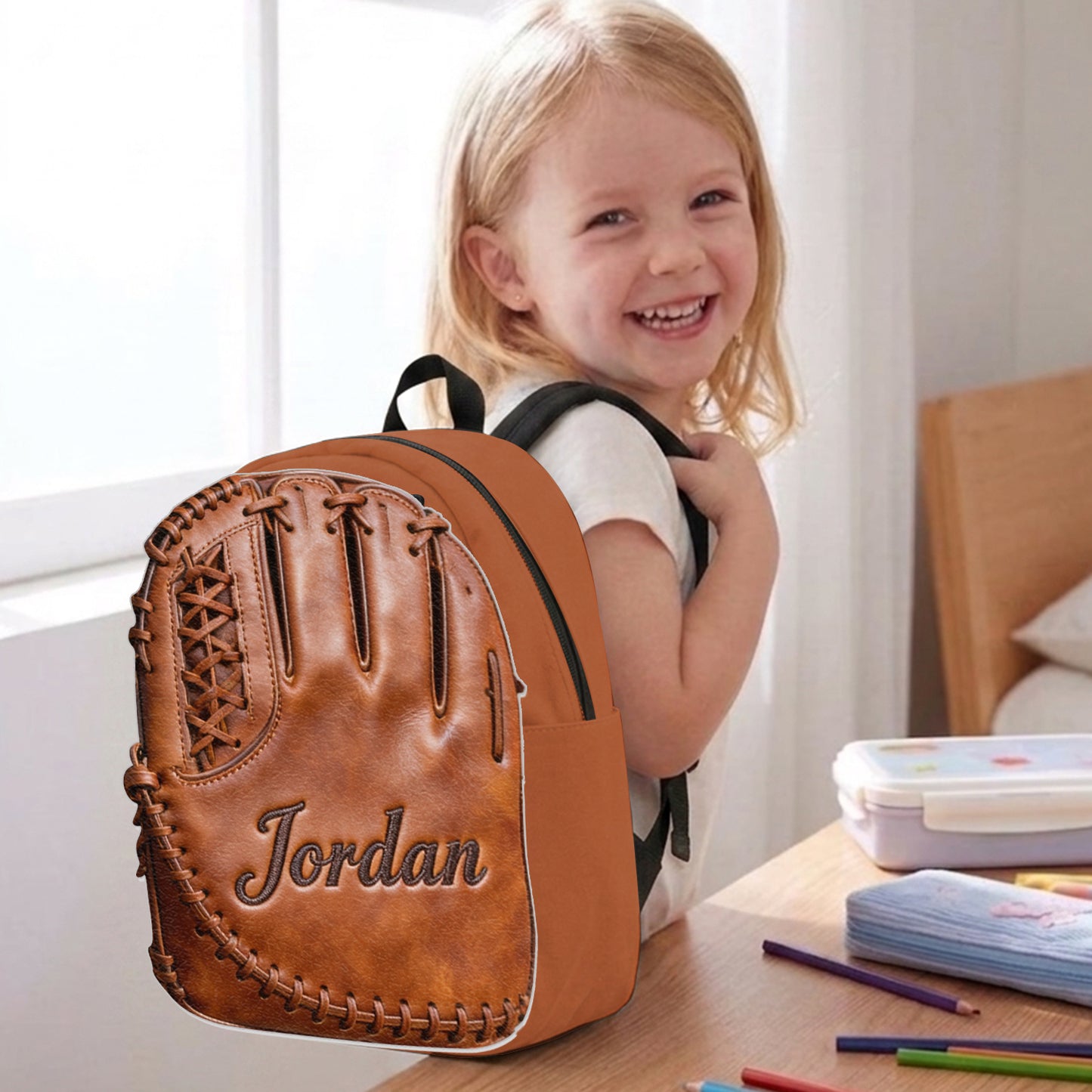 Leder Baseballhandschuh - Personalisierter Rucksack mit wechselbarem Lederpatch
