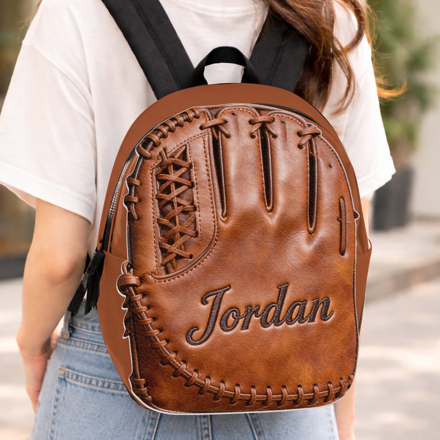 Leder Baseballhandschuh - Personalisierter Rucksack mit wechselbarem Lederpatch