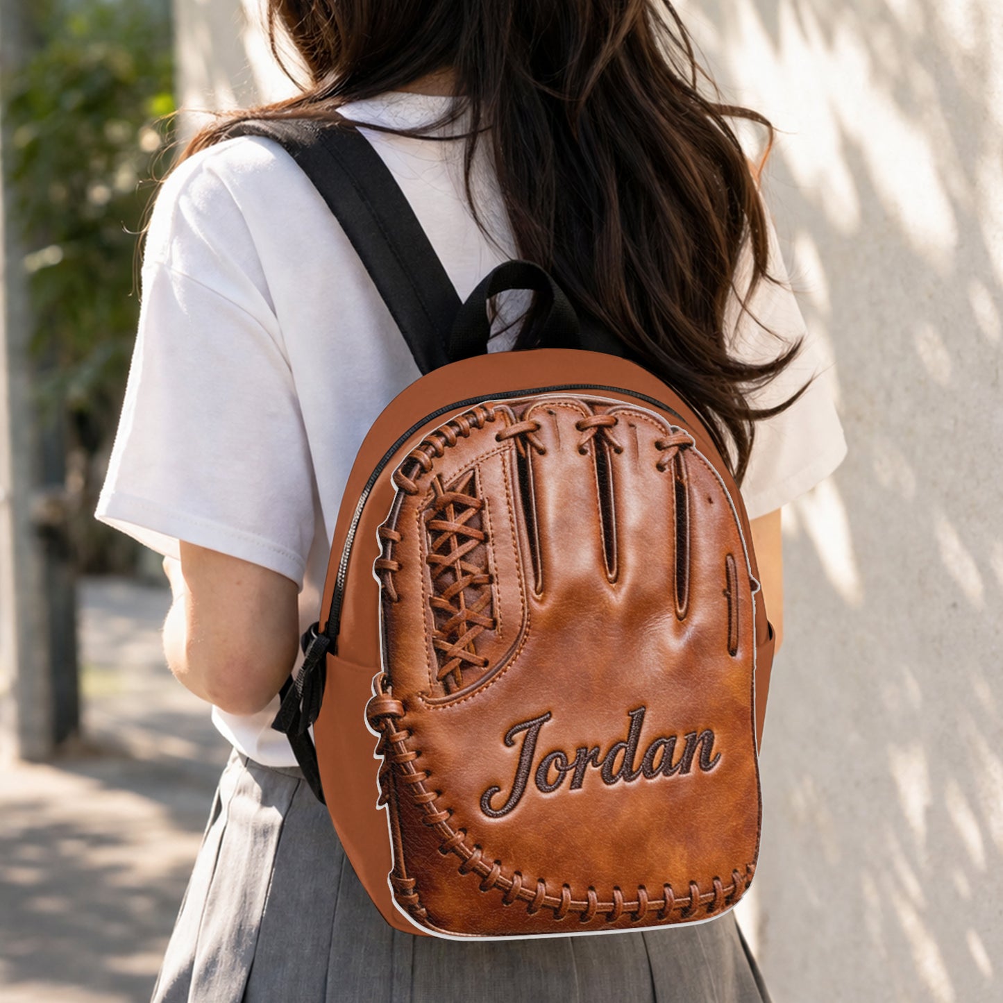 Leder Baseballhandschuh - Personalisierter Rucksack mit wechselbarem Lederpatch