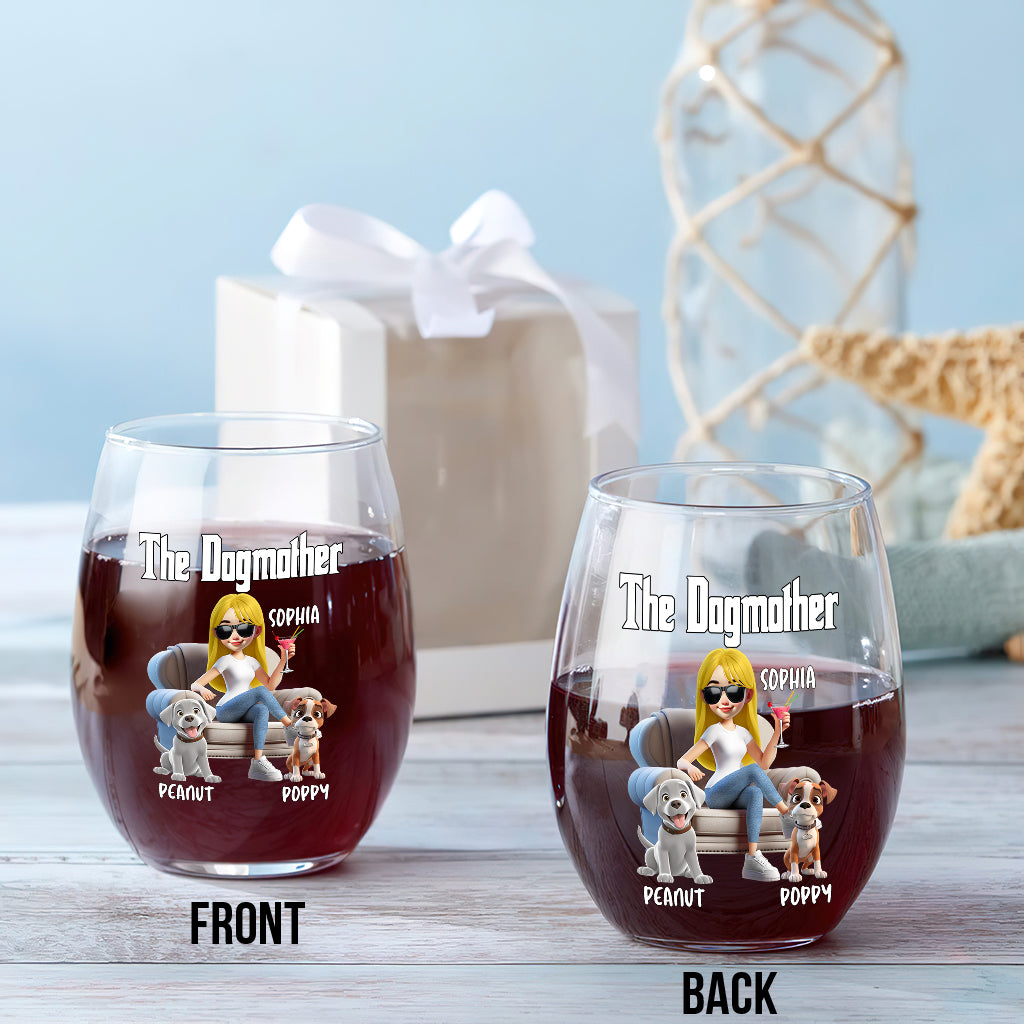 Die Katzenmutter/ Der Katzenvater/ Die Hundemutter/ - Personalisiertes Weinglas mit Hundemotiv