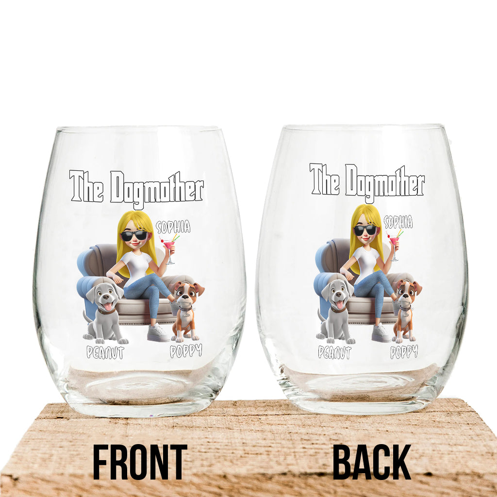 Die Katzenmutter/ Der Katzenvater/ Die Hundemutter/ - Personalisiertes Weinglas mit Hundemotiv