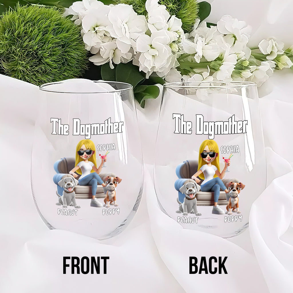 Die Katzenmutter/ Der Katzenvater/ Die Hundemutter/ - Personalisiertes Weinglas mit Hundemotiv
