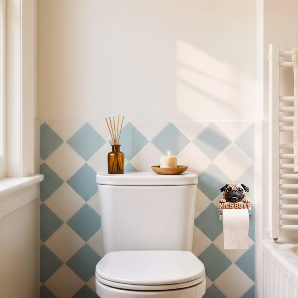 Individuell gestaltbarer Toilettenpapierhalter mit Hund – nach Foto.