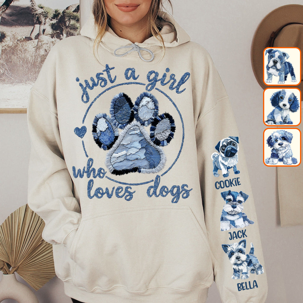 Einfach ein Mädchen, das Hunde liebt – personalisiertes T-Shirt mit Hundemotiv